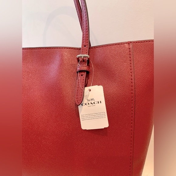 🌹🌹COACH NWT TURNLOCK TOTE SHOULDER RED CROSS GRAIN LEATHER ADJ STRAP 17x11x5 - Picture 5 of 5